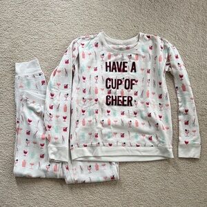 Cozy Holiday Pajama Set - Cream and Pink